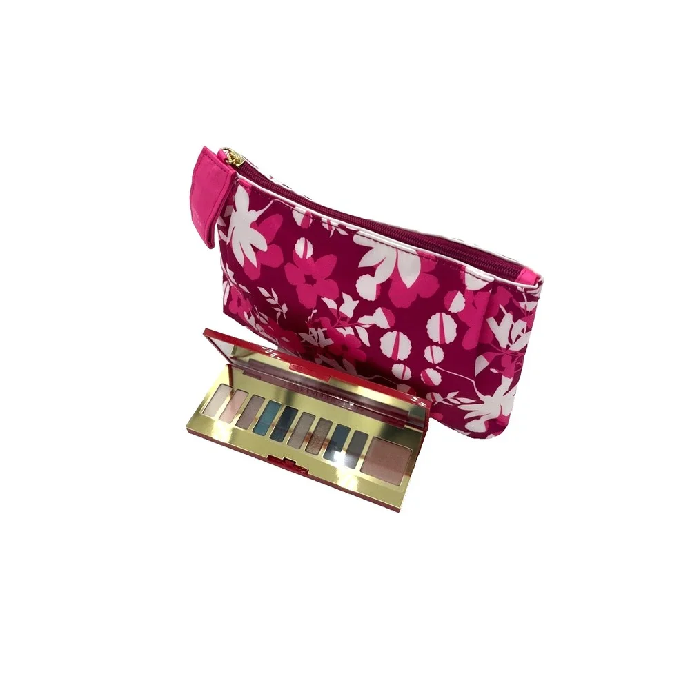 Estee Lauder Pure Color Envy Eye Shadow Palette Nudes & Pink Floral Cosmetic Bag